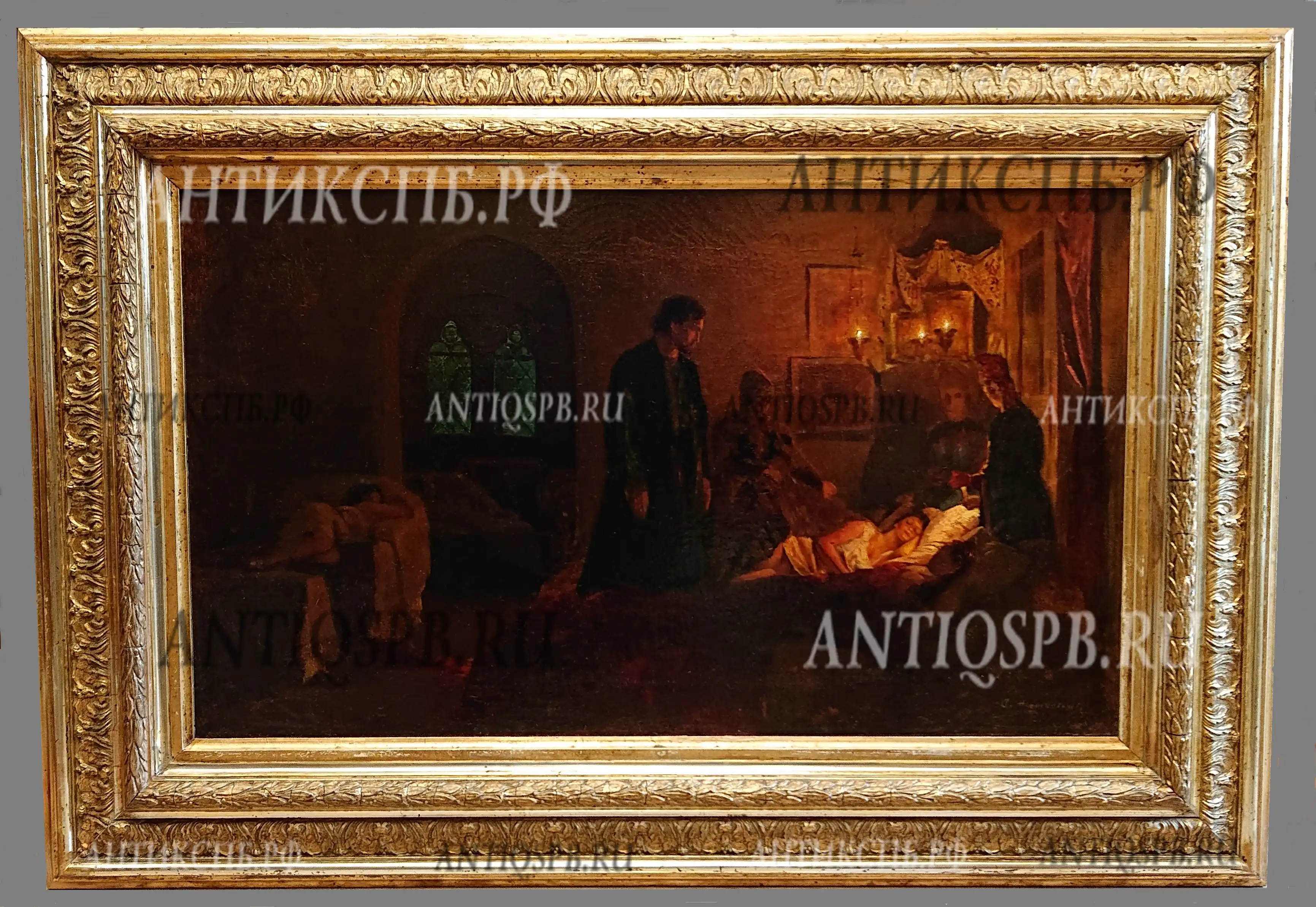 Картина старинная "Смотрины". Холст, масло. Россия. Нач. ХХ века. Новоскольцев Александр Никанорович (1853-1919). 19692